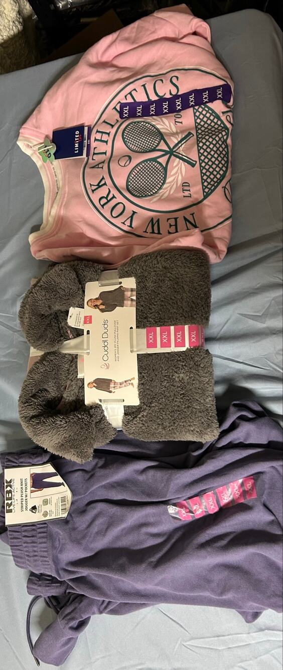 Women's Cuddl Duds Plush Set RBX Joggers LTD Pullover Lot 3pc XXL NWT (WCB27)